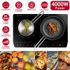 4000W Induction Cooktop Portable Double Induction Cooker Electric Dual Burner Stove Countertop Hot Plate with 9 Power 9 Temperature 0-3H Timer