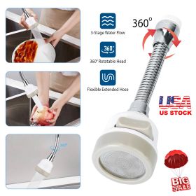 Movable Kitchen Tap Head 360° Rotatable Swivel Water-Saving Faucet Anti-Splash Sink Tap Head Spray Aerator w/ Three Modes Flexible Extended Hose For H