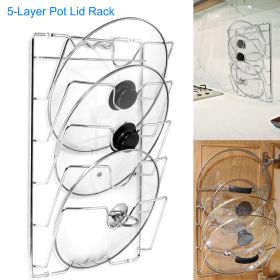 Mounted Pot Lid Rack Pot Cover Organizer Holder for Cabinet Door Wall 5 Lids