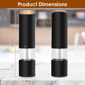 2Pcs Electric Salt and Pepper Grinder Battery Powered Salt Mill Sets With Adjustable Coarseness One Hand Easy Operation Visible Refilling Bottle