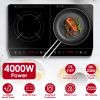4000W Induction Cooktop Portable Double Induction Cooker Electric Dual Burner Stove Countertop Hot Plate with 9 Power 9 Temperature 0-3H Timer