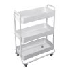 Wide 3 Tier Metal Utility Cart, White, Metal Laundry Baskets, Adult and Child Easy Rolli