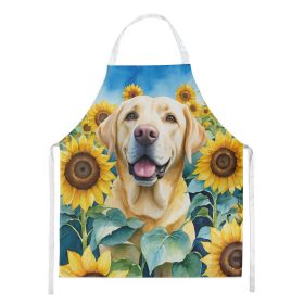 Labrador Retriever in Sunflowers Apron Cooking Kitchen Server Baking Crafts Gardening for Adult Women Men, Unisex, Large, Multicolor