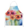 Gerbera Daisies in Watercolor Apron Cooking Kitchen Server Baking Crafts Gardening for Adult Women Men, Unisex, Large, Multicolor