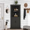 Tall Corner Cabinet with Doors for living room, bathroom,Dining Room or Kitchen,Black
