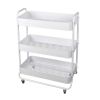 Wide 3 Tier Metal Utility Cart, White, Metal Laundry Baskets, Adult and Child Easy Rolli