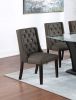 Modern Fabric / Polyfiber Ash Black Tufted Set of 2 Chairs Dining Seat Chair Rubber wood MDF Kitchen Dining Room Wingback Design