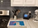 Cream Golden Retriever USA American Glass Cutting Board Decorative Tempered Glass Kitchen Cutting and Serving Board Large Size Chopping Board