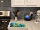 Hydrangeas in Watercolor Glass Cutting Board Decorative Tempered Glass Kitchen Cutting and Serving Board Large Size Chopping Board