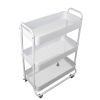 Wide 3 Tier Metal Utility Cart, White, Metal Laundry Baskets, Adult and Child Easy Rolli