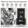 Tall Corner Cabinet with Doors for living room, bathroom,Dining Room or Kitchen,Black