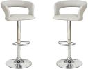 Bar Stool Counter Height Chairs Set of 2 Adjustable Height Kitchen Island Stools Grey PVC / Faux Leather