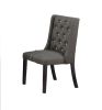 Modern Fabric / Polyfiber Ash Black Tufted Set of 2 Chairs Dining Seat Chair Rubber wood MDF Kitchen Dining Room Wingback Design