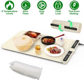 Silicone Food Warming Mat With 9 Temperature Levels 6Hrs Timer Child Lock Auto Shut Off Roll-Up Electric Warming Tray For Party Buffet Gathering Daily (Option: 6Plate)