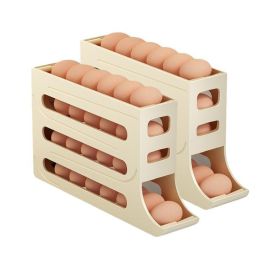 2pcs Kitchen Eggs Organizer 4-layer Slide Refrigerator Eggs Rack (type: Eggs Rack, Color: Yellow)
