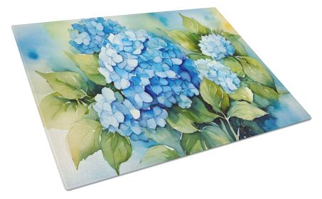 NEW Hydrangeas in Watercolor Glass Cutting Board Decorative Tempered Glass Kitchen Cutting and Serving Board Large Size Chopping Board (Default: Default)
