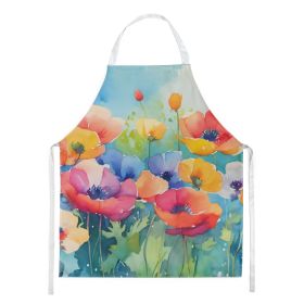 Anemones in Watercolor Apron Cooking Kitchen Server Baking Crafts Gardening for Adult Women Men, Unisex, Large, Multicolor (Default: Default)