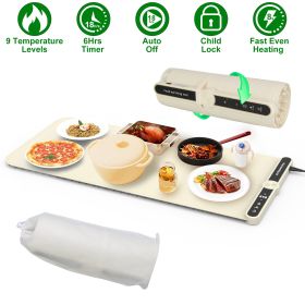 Silicone Food Warming Mat With 9 Temperature Levels 6Hrs Timer Child Lock Auto Shut Off Roll-Up Electric Warming Tray For Party Buffet Gathering Daily (Option: 8Plate)