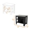 Brooklyn Kitchen Island, Three Concealed Shelves