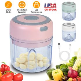 Mini Electric Garlic Chopper 8.45OZ Cordless Garlic Mincer Food Chopper Rechargeable Food Blender Chili Nut Onion Pepper Meat Ginger Baby Food (Option: Green)